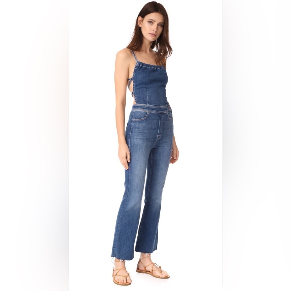 RARE Mother The Tie Back Hustler Ankle Fray Jumpsuit Pardon My French Size 26 - Picture 4 of 11